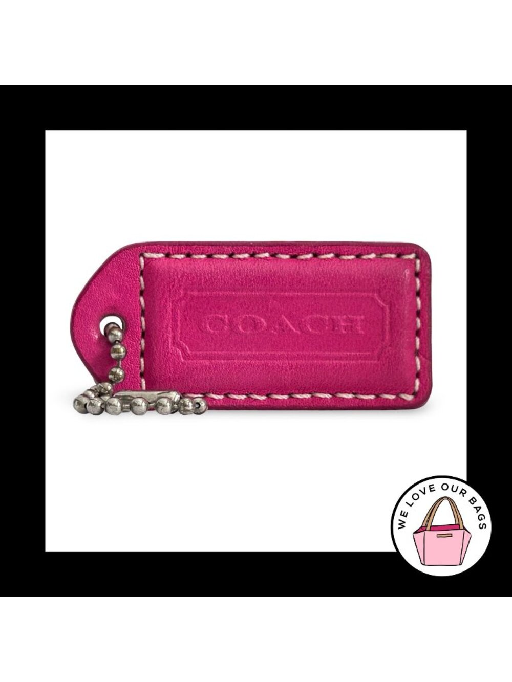 Soho COACH Y2K VINTAGE HangTag 2" Pink & Vachetta Leather Bag Charm Keychain Fob
